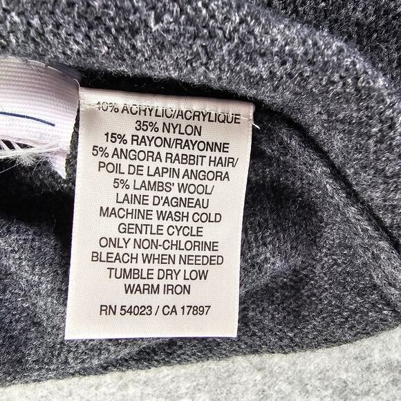 Ribbed Top Pullover V-Neck Sweater Angora Mix Slight Bell Sleeve Old Navy Medium - Picture 10 of 11